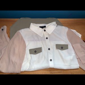 Sheer button down blouse size M